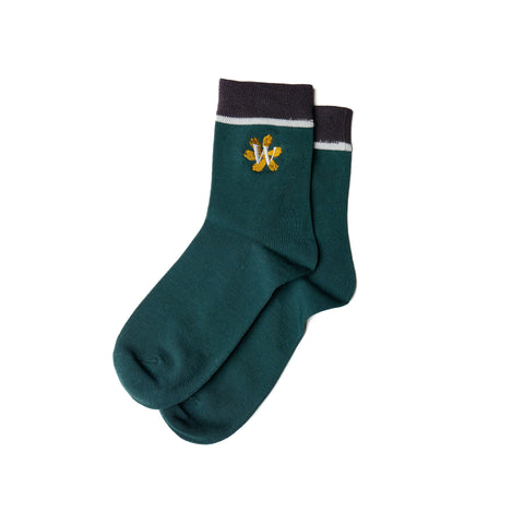 Green Floral W Socks